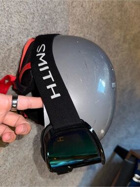 SMITH Snow Goggles with Black Strap and Green Mirrored Lens